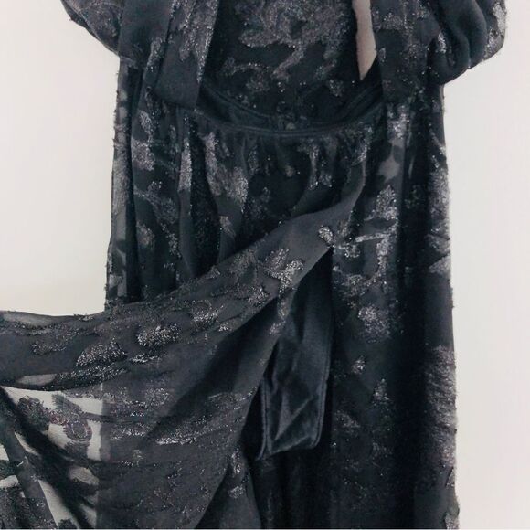 Michael Costello REVOLVE Luara Gown Romantic Floral Silk Maxi Sheer Black - Picture 13 of 15